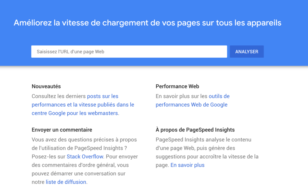 l'outil Google PageSpeed Insights